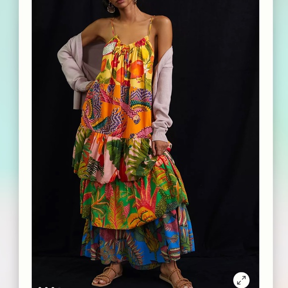 Anthropologie Farm Rio Tiered Halter Midi Dress - Picture 2 of 9